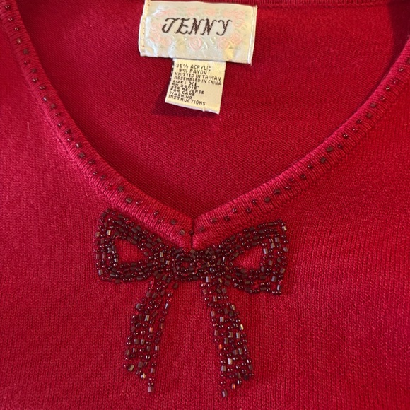Sale!  Jenny Red Sweater with Bow Detail - Picture 3 of 5